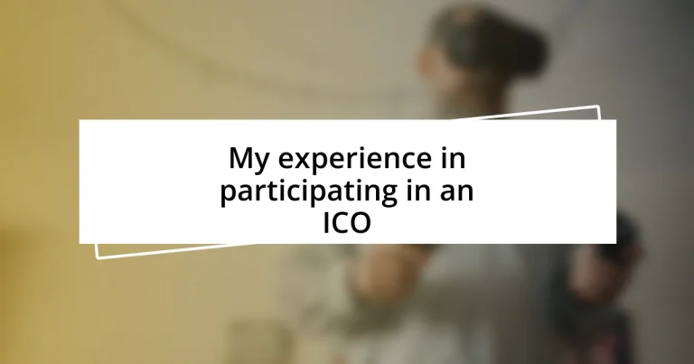 My experience in participating in an ICO