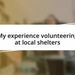 My experience volunteering at local shelters