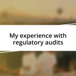 My experience with regulatory audits