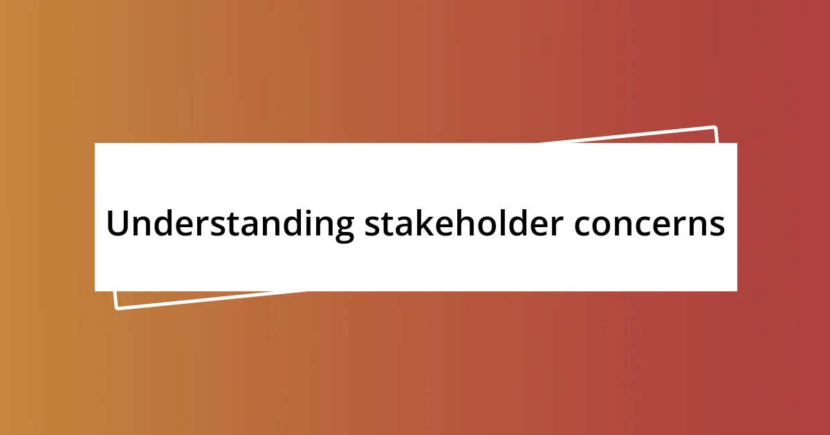 Understanding stakeholder concerns