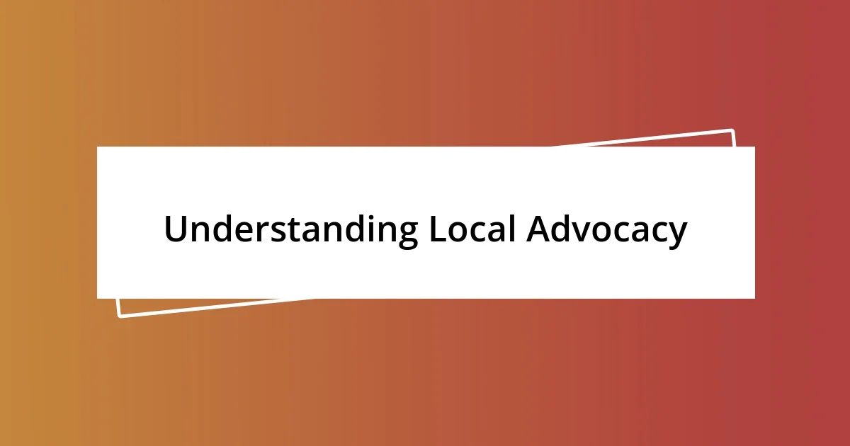 Understanding Local Advocacy