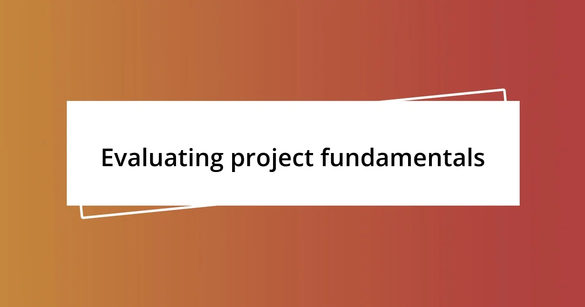 Evaluating project fundamentals